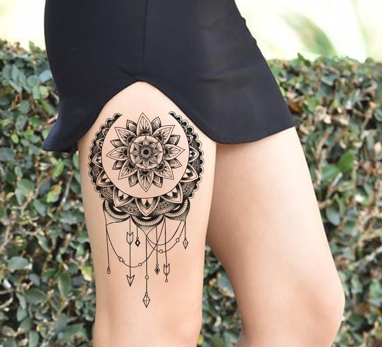 Waterproof Temporary Tattoo Stickers for Men & Women - 3D Realistic Flowers, Butterflies, Stars, Angels, Wolves & Armband Designs (19x12cm) | Perfect for Parties, Halloween, Cosplay & Body Art | TBS-8059
