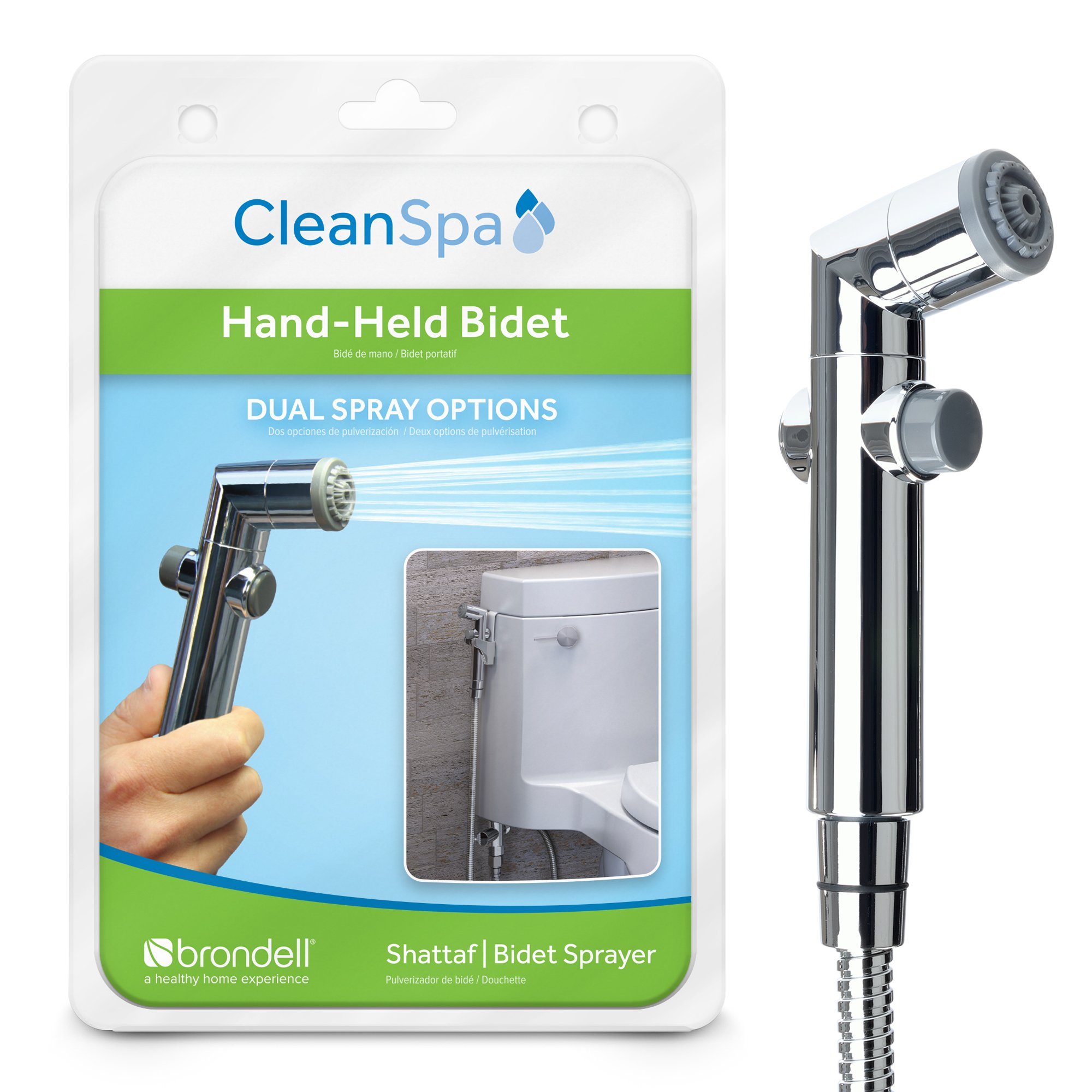Brondell CS-30 CleanSpa Handheld Bidet Sprayer - Chrome Finish | Easy-to-Install Toilet Bidet Attachment for Enhanced Personal Hygiene | Perfect for Bathroom, RV & Travel Use