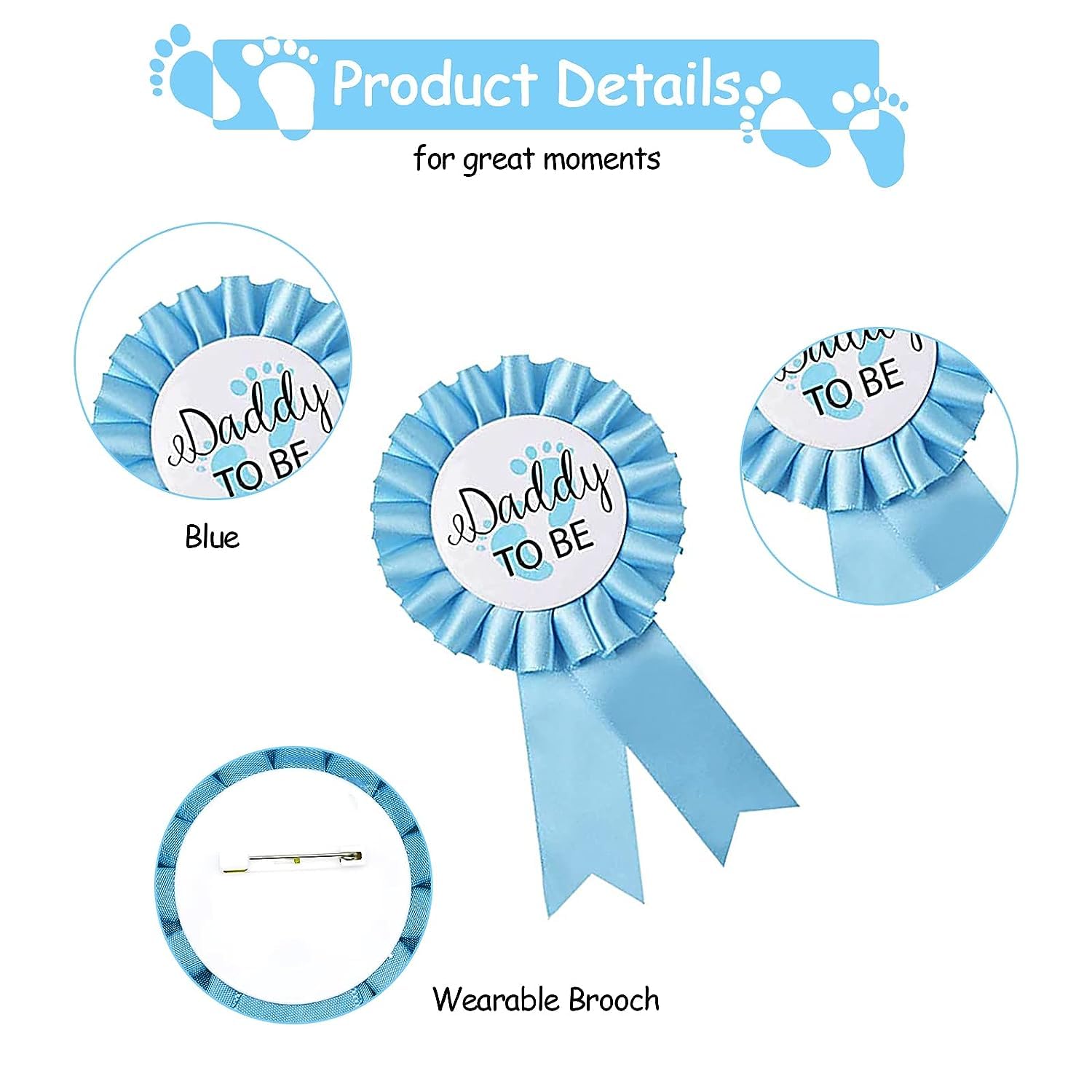 2-Piece Baby Shower Decor Set - 'Mommy to Be' Yellow Sash & 'Daddy to Be' Tinplate Badge - Gender Reveal & Welcome Party Supplies (Blue) - Perfect for Baby Showers, Gender Reveal Parties & New Parent Celebrations