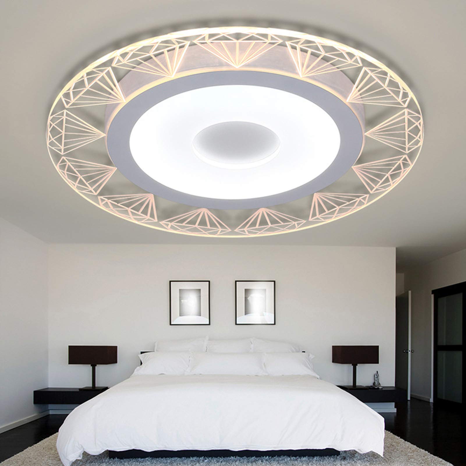 Ultra-Thin Acrylic LED Ceiling Light - Modern Smart Lighting for Living Room & Bedroom - 42cm Dimmable Ambient Light - Perfect for Home Decor, Relaxation & Mood Setting