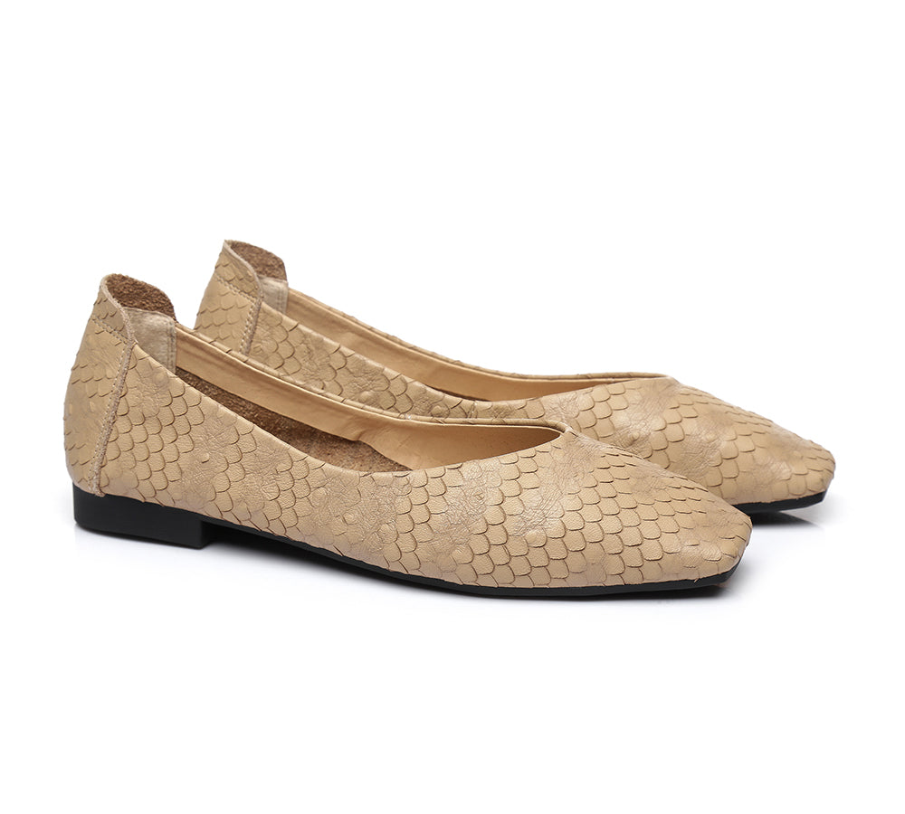 Australian Shepherd® Women's Leather Square Toe Ballet Flats - Serena | Comfortable & Stylish Slip-On Shoes for Work, Casual Wear & Everyday Outfits