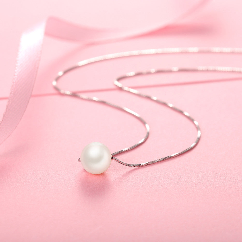 AAA Quality 8MM White Freshwater Cultured Pearl Pendant Necklace in 925 Sterling Silver for Women - Perfect for Weddings, Anniversaries & Special Occasions