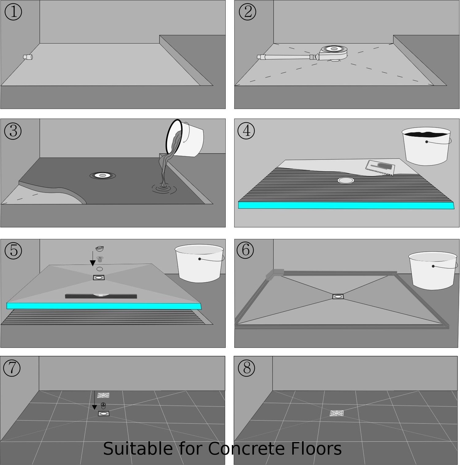 Nassboards Linear Wetroom Shower Tray & Aqua Kit - Waterproof & Watertight Design with Drain, Sealing Tape, Grate & XPS Base - Easy Installation Guide - Perfect for Modern Bathrooms & Spa Showers