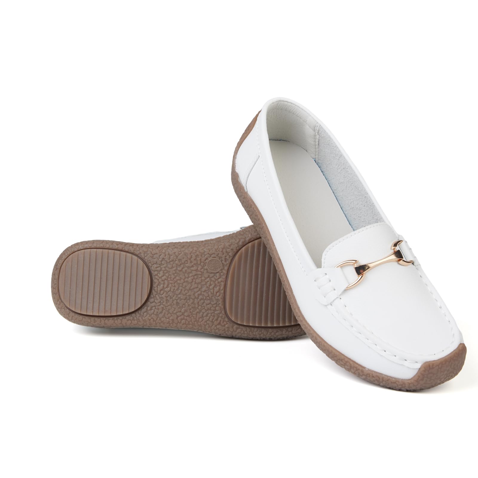 Rodawu Women's Leather Loafers - Comfortable Moccasin Flat Shoes for Casual Walking, Driving & Nursing | Stylish Boat Shoes for Everyday Wear & Work