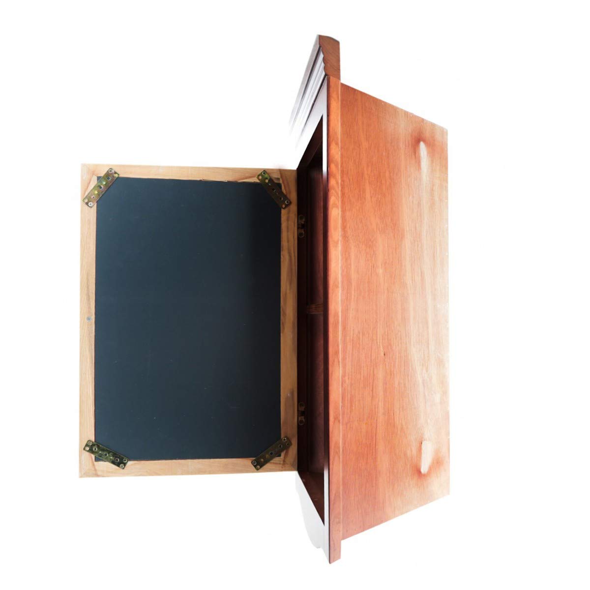 Renovators Supply Corner Medicine Cabinet with Mirror - Wall Mount Wooden Bathroom Storage Cabinet with Double Shelves & Hardware - Hanging Bathroom Organizer in Cherry Finish (Pack of 1) - Perfect for Small Bathrooms, Vanities & Space-Saving Solutions