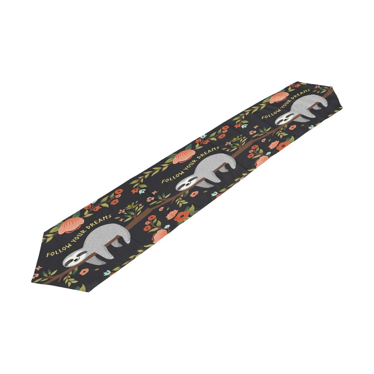 AUUXVA 13x70 Inch Sloth Pattern Table Runner - Cute Animal Flower Design Polyester Tablecloth for Dining, Kitchen, Coffee Table - Perfect for Home Decor, Parties, Banquets & Holiday Celebrations