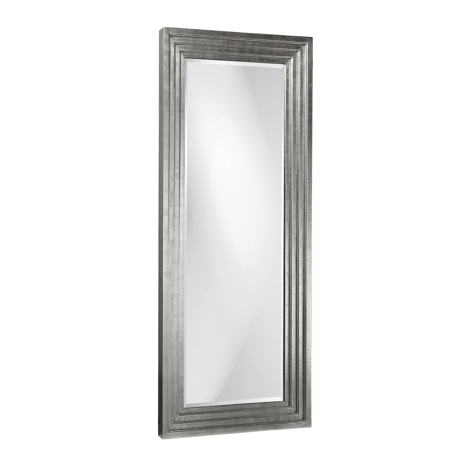 Howard Elliott Nickel Tall Delano Mirror - 34 x 82 Inch Large Full Length Standing Mirror with Stepped Design for Bedroom, Living Room, or Entryway Decor