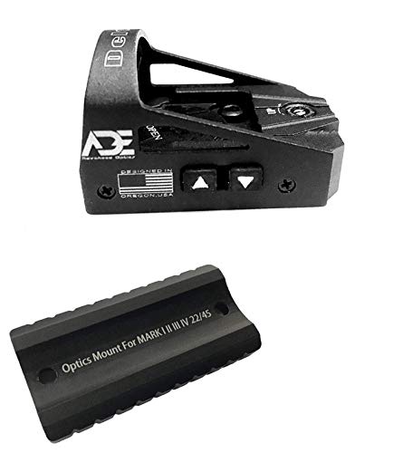 Ade Advanced Optics Delta RD3-012 Red Dot Reflex Sight with Mounting Plate - Compatible with Ruger Mark I, II, III, IV, IV-Lite & Picatinny Rails - Perfect for Pistol Shooting, Hunting & Tactical Use