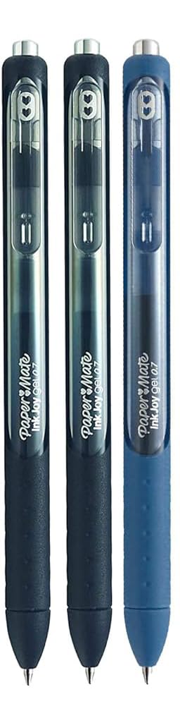 Paper Mate InkJoy Gel Pens - Assorted Colors (Black, Blue) - Medium Point 0.7mm - 3-Pack with Reusable Pouch - Perfect for School, Office & Creative Writing