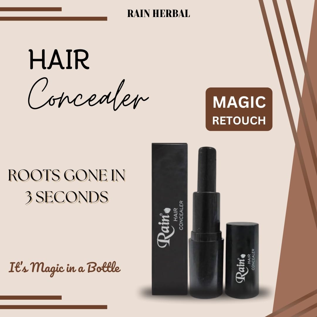 Rain Herbal Hair Color Touch Up Stick - Natural Hair Dye for Women & Men | Quick Root Cover Up | Long-Lasting Black Hair Color | Perfect for Travel, Touch-Ups & Gray Coverage