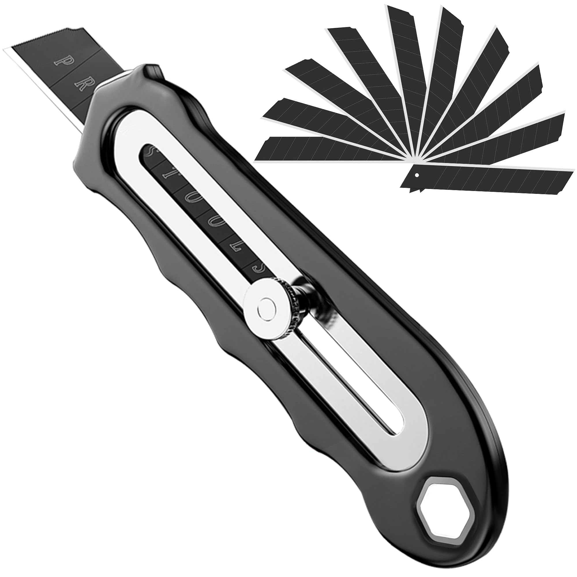 18mm Multi-Purpose Utility Knife - Stainless Steel Retractable Box Cutter with Safety Lock & SK5 Carbon Steel Blade (2 Knives + 20 Blades) - Perfect for Packaging, Crafting, Warehouse & DIY Projects