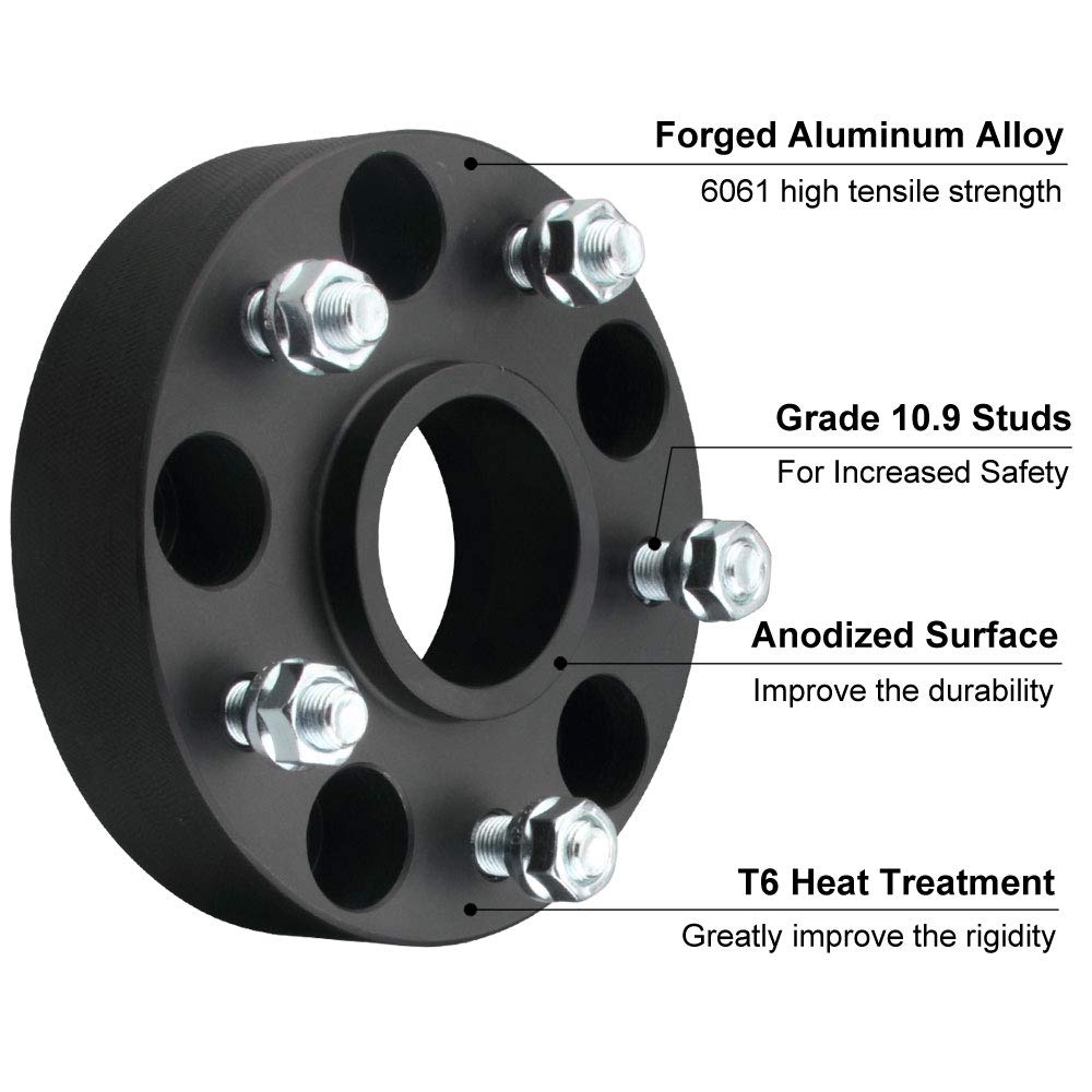 DCVAMOUS 4PC Black 5x4.5 Hubcentric Wheel Spacers 2 Inch with 1/2