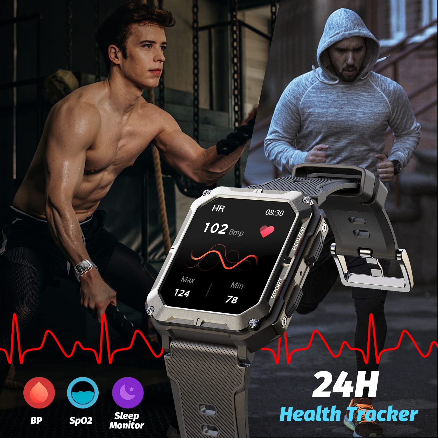 HOFIT Fitness Tracker Smart Watch with Bluetooth Calling (Answer/Make Calls), 1.83