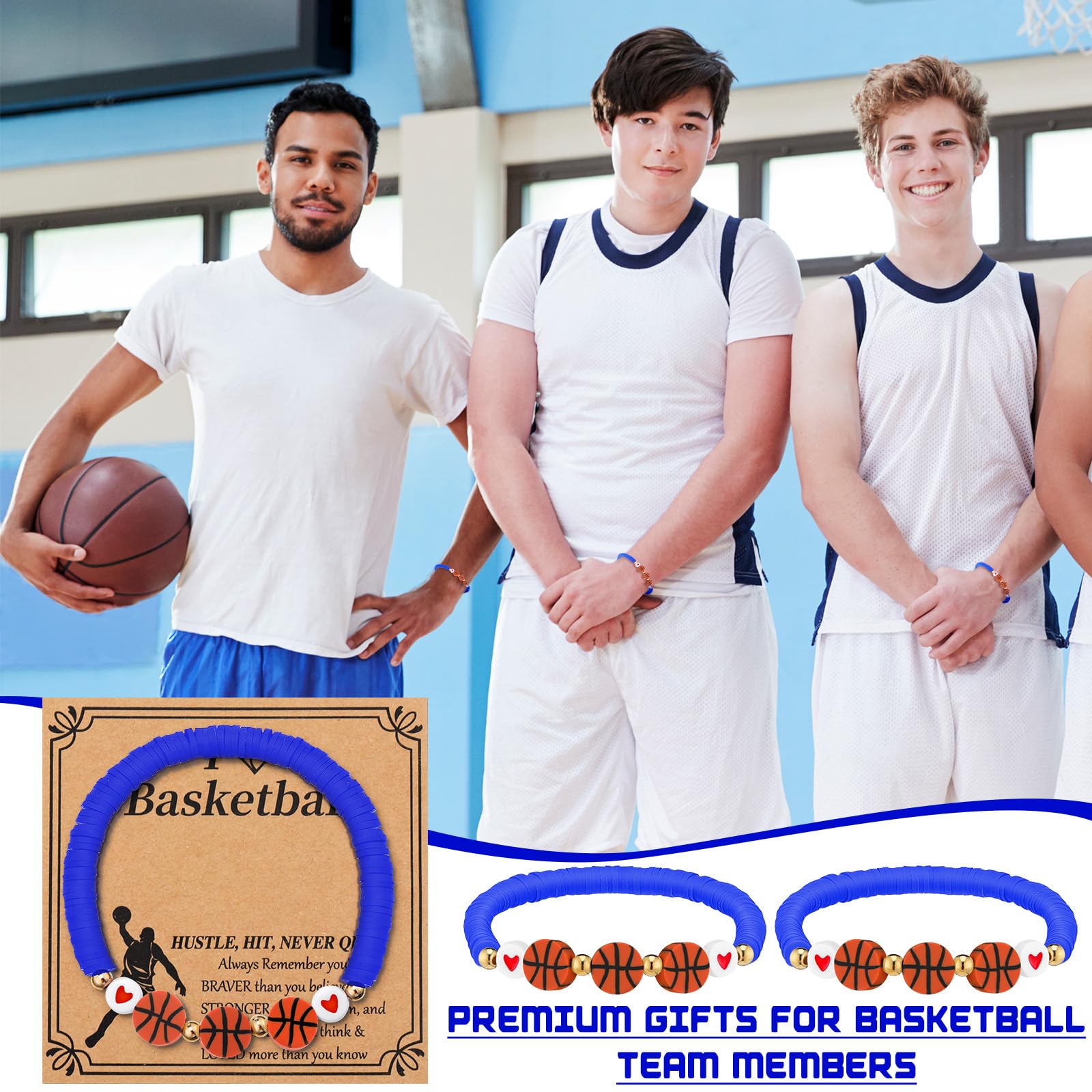 20-Pack Basketball Beaded Bracelets with Inspirational Cards - Motivational Sports Team Gifts for Basketball Players, Coaches & Fans - Perfect for Games, Practices & Team Spirit Events