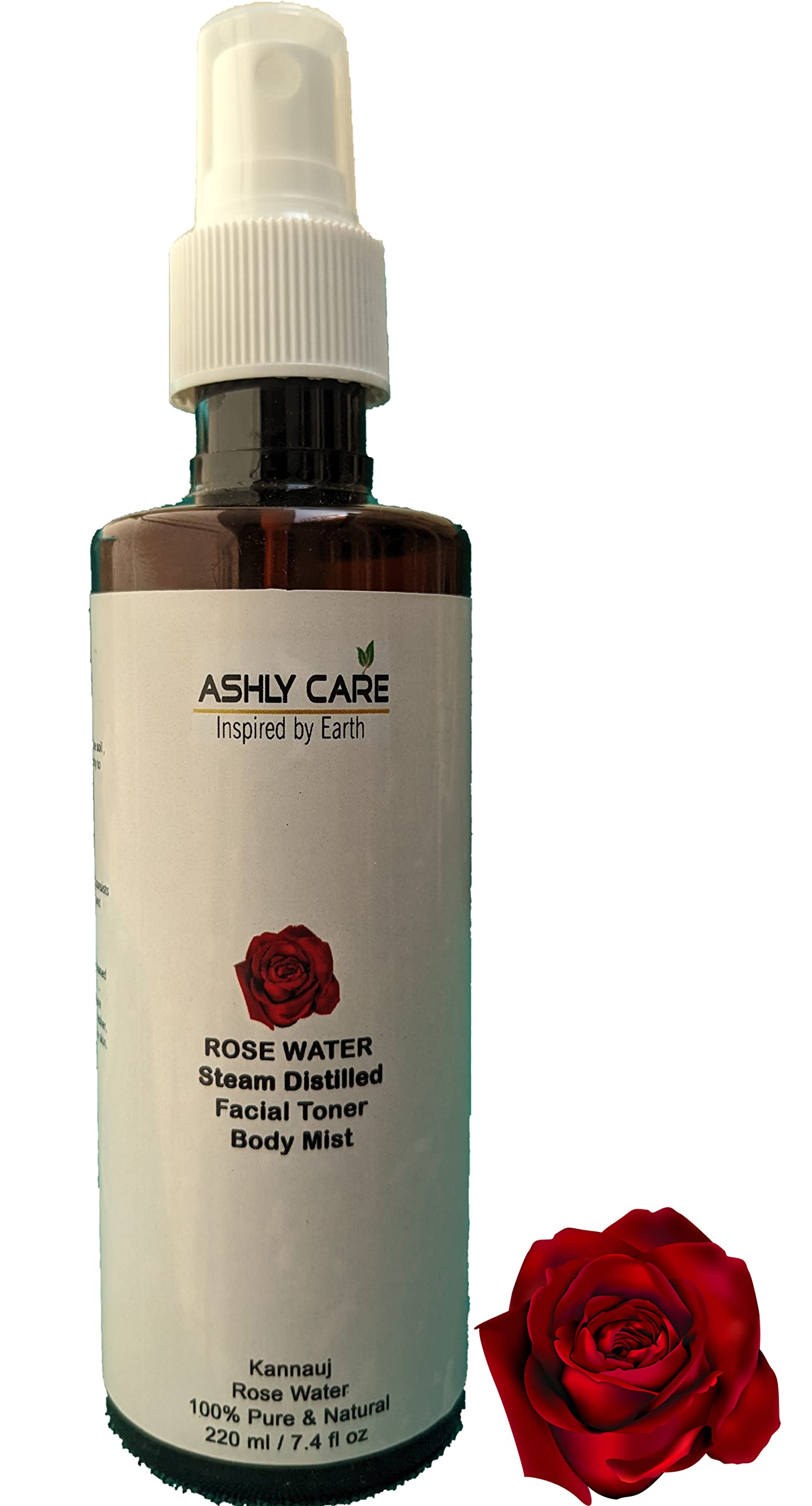 Ashly Care 100% Pure & Natural Rose Water Toner | 220ml | Steam Distilled Gulab Jal for Face & Skin Hydration | Chemical-Free | Made in Kannauj | Perfect for Daily Skincare, Makeup Setting & Aromatherapy