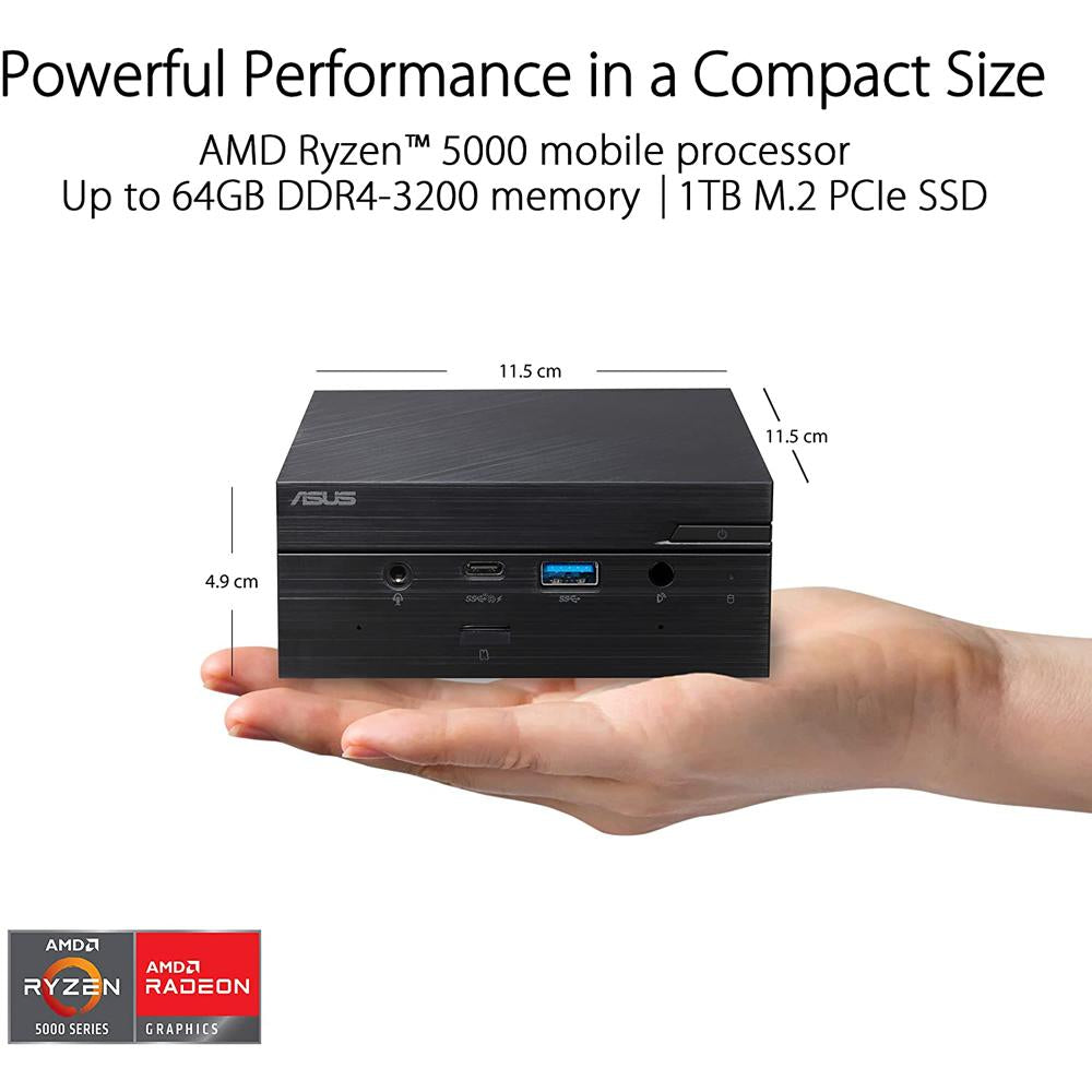 ASUS Mini PC PN51 E1 - AMD Ryzen 7 8-Core Processor, 16GB RAM, 512GB SSD, Compact Desktop Computer for Home Office, Gaming & Digital Signage