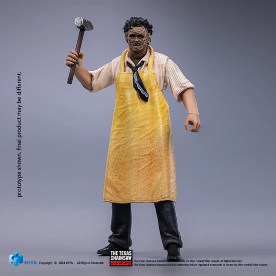 PRE ORDER - Hiya 1/18 Scale 4-Inch LeatherFace Action Figure from Texas Chainsaw Massacre 1974 - Killing Mask Standard Version - Collectible Horror Movie Figure for Display & Cosplay