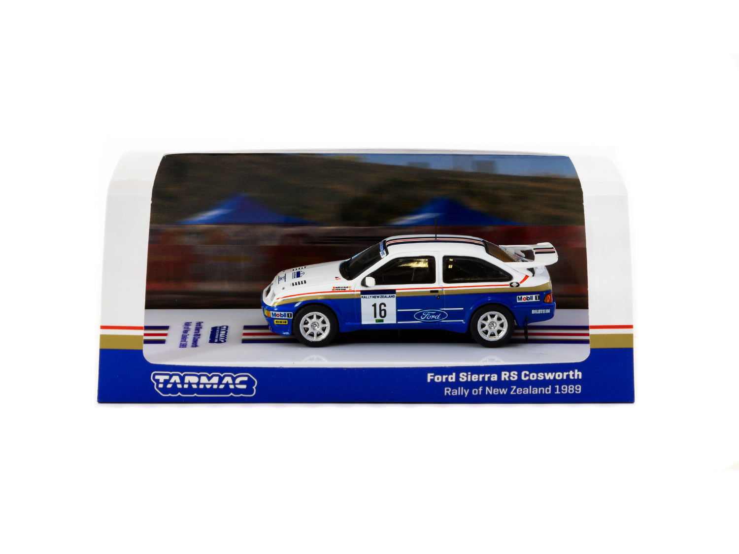 Tarmac Works 1/64 Scale Ford Sierra RS Cosworth Rally Car - 1989 New Zealand Rally #16 Diecast Model - Perfect for Collectors, Display Cases & Racing Enthusiasts
