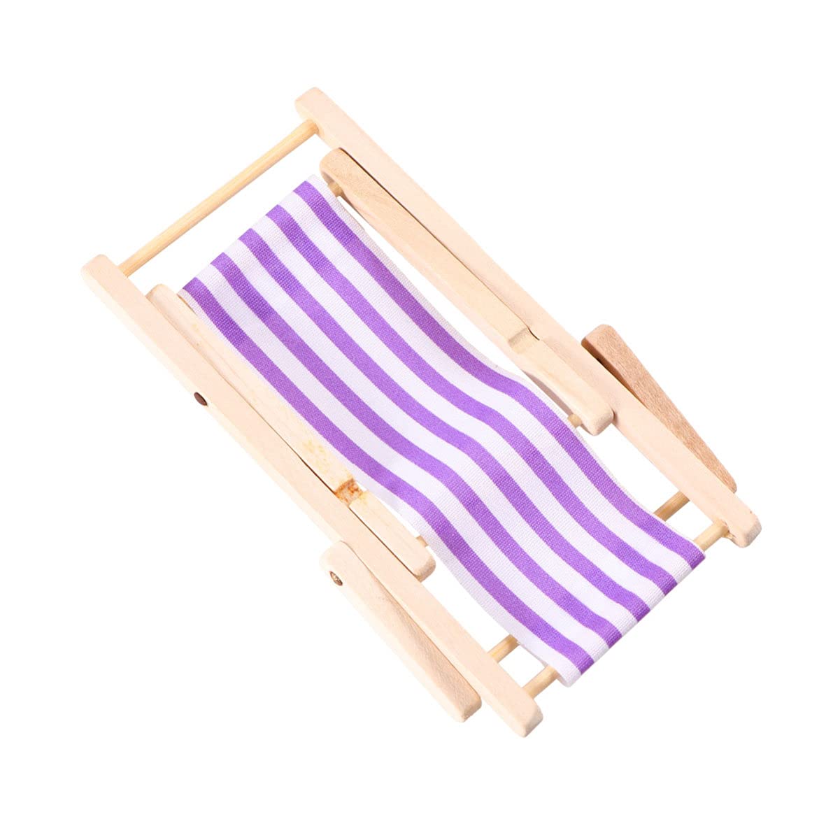 Mini Wooden Dollhouse Beach Chair - Handcrafted Dollhouse Accessories for DIY Miniature Scenes, Perfect for Beach Themed Dollhouse Decor and Model Displays