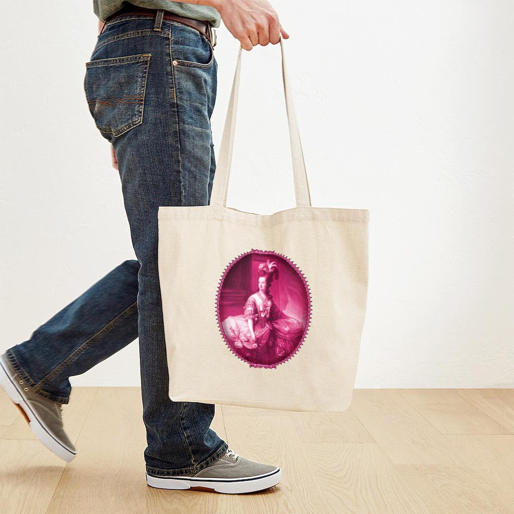 Marie Antoinette Pink Portrait Tote Bag - Natural Canvas Reusable Shopping Bag for Groceries, Beach & Daily Use