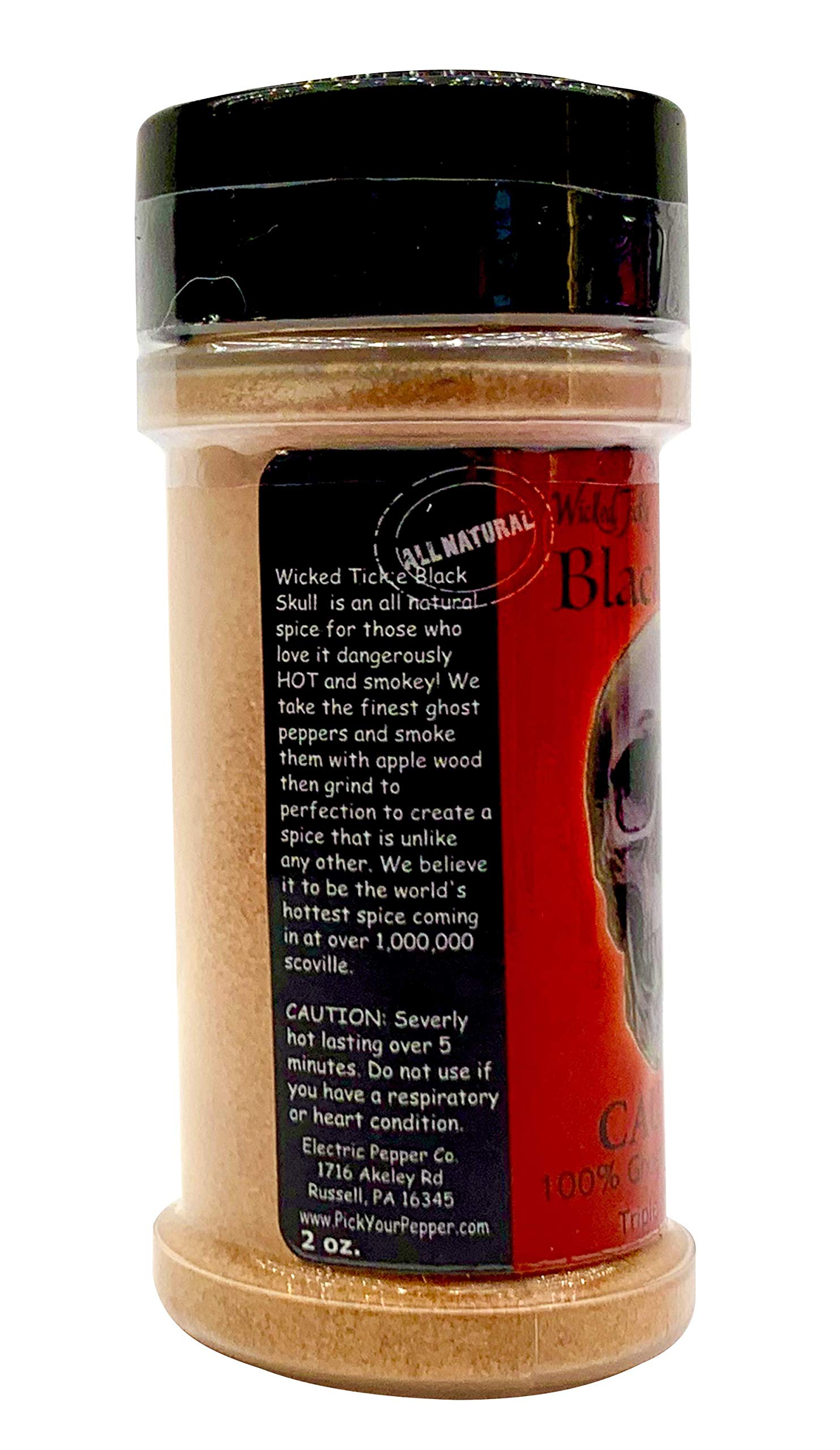 Wicked Tickle Black Skull Smoked Ghost Pepper Powder - Ultra Hot Spice for Cooking, Grilling & Seasoning - Perfect for BBQ, Chili & Hot Sauce Recipes