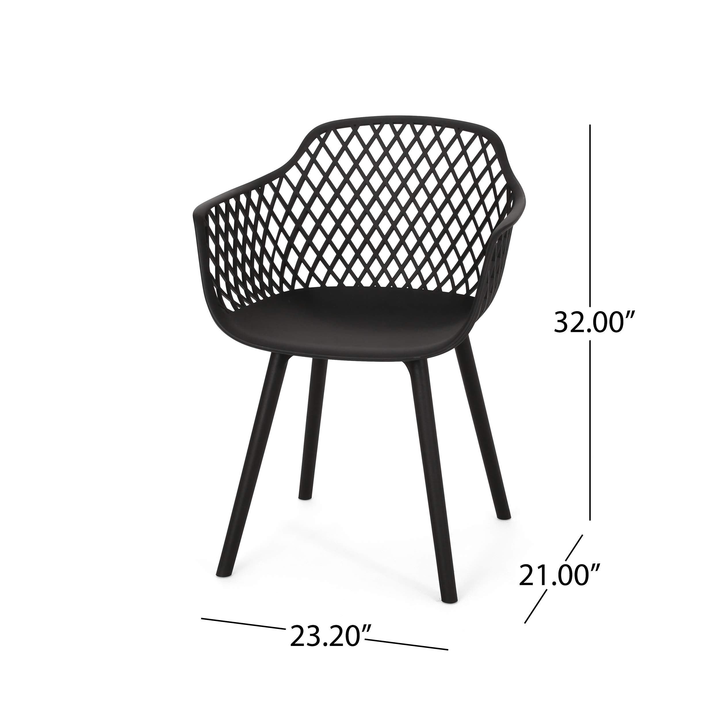 Christopher Knight Home Delia Outdoor Dining Chair Set of 2 - Black Patio Furniture for Garden, Deck, Poolside & Backyard Dining