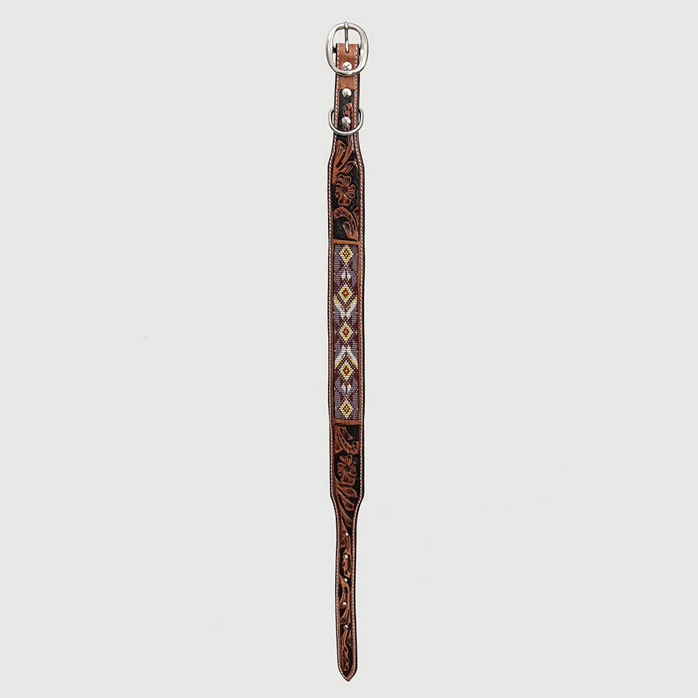 HILASON Genuine Leather Beaded Dog Collar for Small Dogs - Handmade Soft Leather Pet Collar with Hand-Tooled Beads - Perfect for Daily Walks, Training & Fashion Accessories