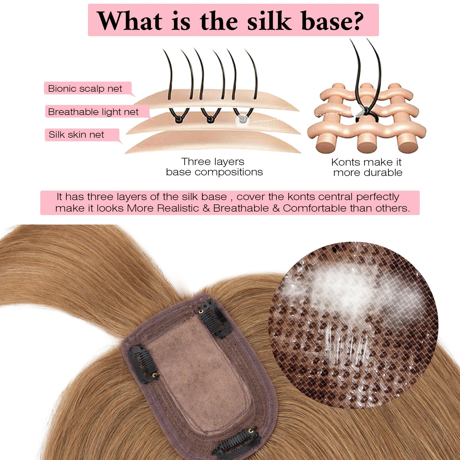 SEGO 100% Real Human Hair Toppers with Bangs - Silk Base 150% Density Clip-in Hair Topper (2.7”x5.1”) for Women with Thinning Hair & Hair Loss - Natural Gray Coverage - Perfect for Daily Wear, Special Occasions & Styling