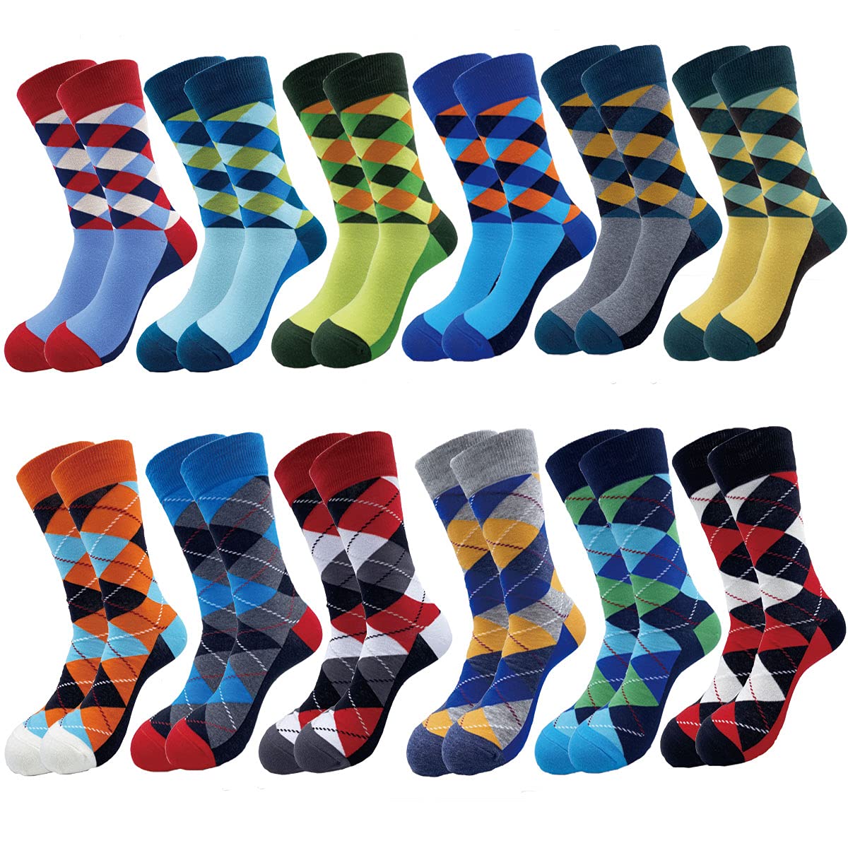 Men's Funky Colorful Novelty Cotton Crew Socks Pack - Funny Art Dress Socks for Casual Wear & Gifts - Perfect for Parties, Cosplay & Everyday Fashion