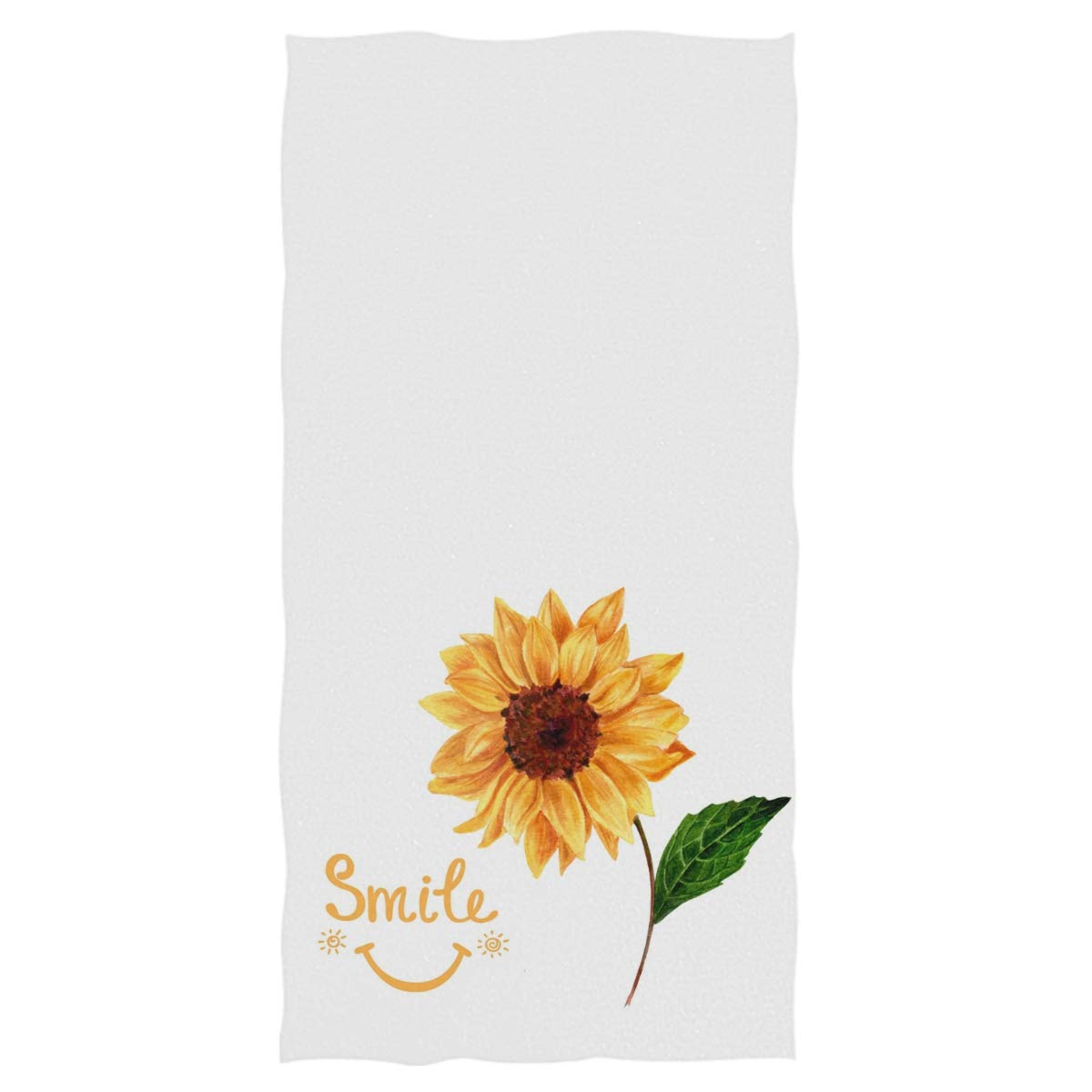Happy Face Sunflower Hand Towels 16x30 Inch - Rustic Floral Bathroom Towels, Ultra Soft & Highly Absorbent Small Bath Towel for Kitchen, Guest Bath, Farmhouse Decor - Perfect for Farmhouse, Cottagecore & Boho Style Homes