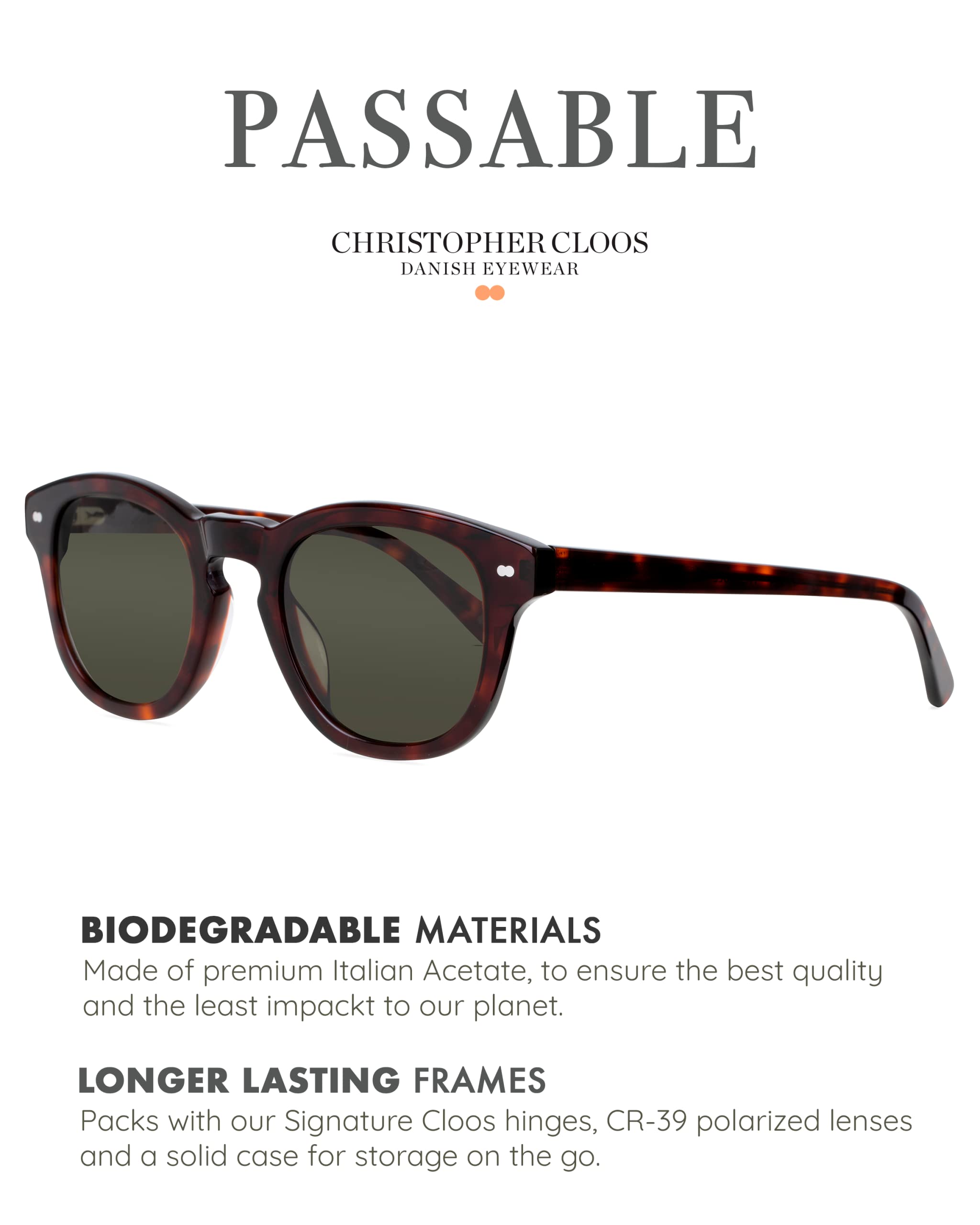 Christopher Cloos Polarized Sunglasses – Danish Design UV Protection for Men & Women | Perfect for Driving, Beach, and Outdoor Activities