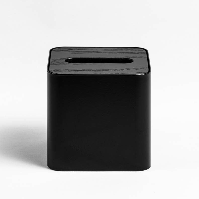 DESIGNSTUFF Square Tissue Box Cover - Modern Black Tissue Holder for Home, Office & Bathroom Decor - Stylish & Durable Paper Dispenser for Living Room, Bedroom or Guest Room