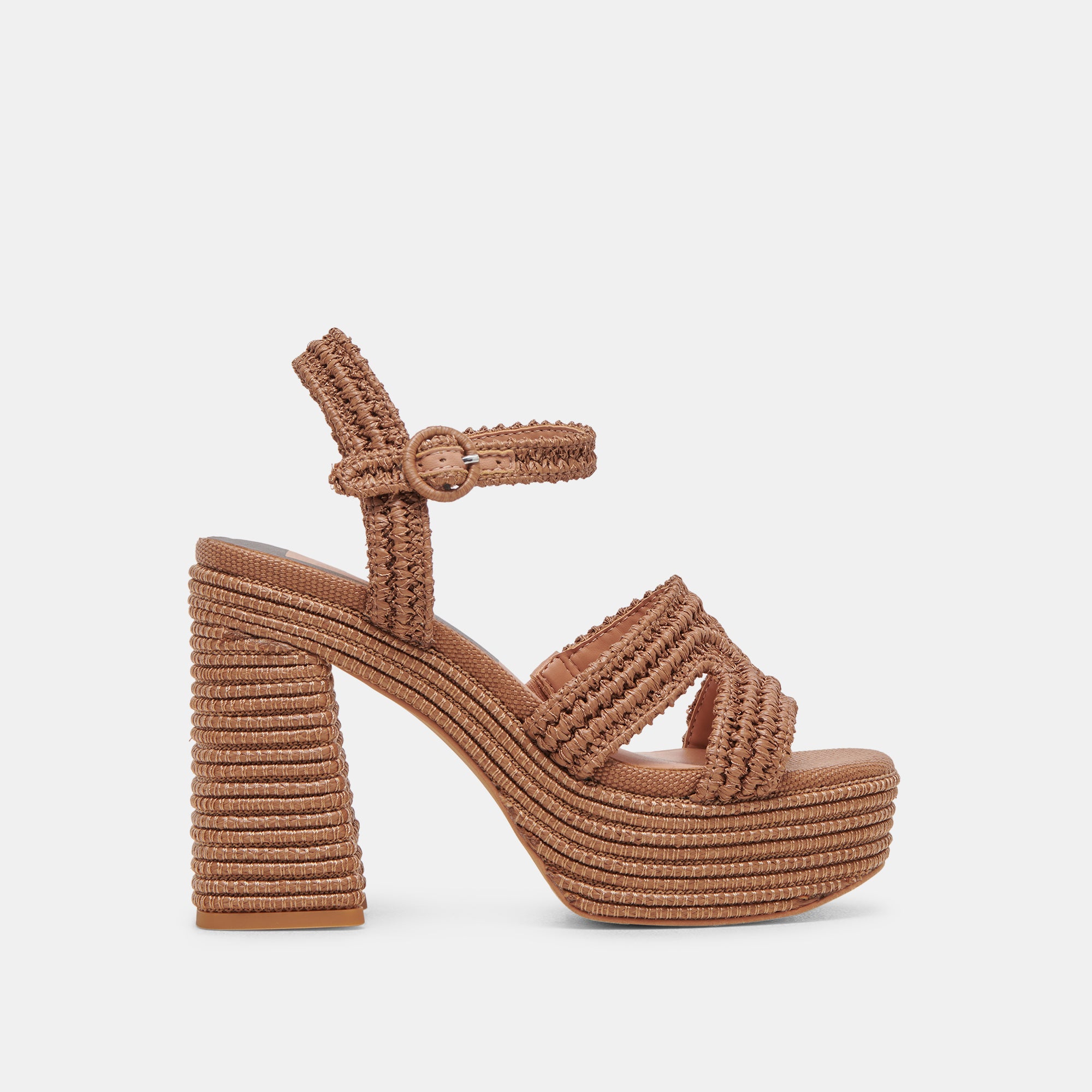 LACYE Women's Brown Woven High Heels - Comfortable Dress Shoes for Work, Party & Special Occasions