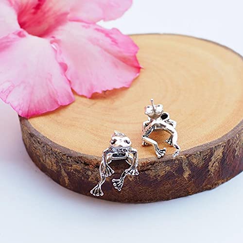 2 Pcs Vintage Silver Frog Earrings - Cute Animal Dangle Post Earrings for Women & Girls - Perfect for Casual Wear, Parties & Gifts
