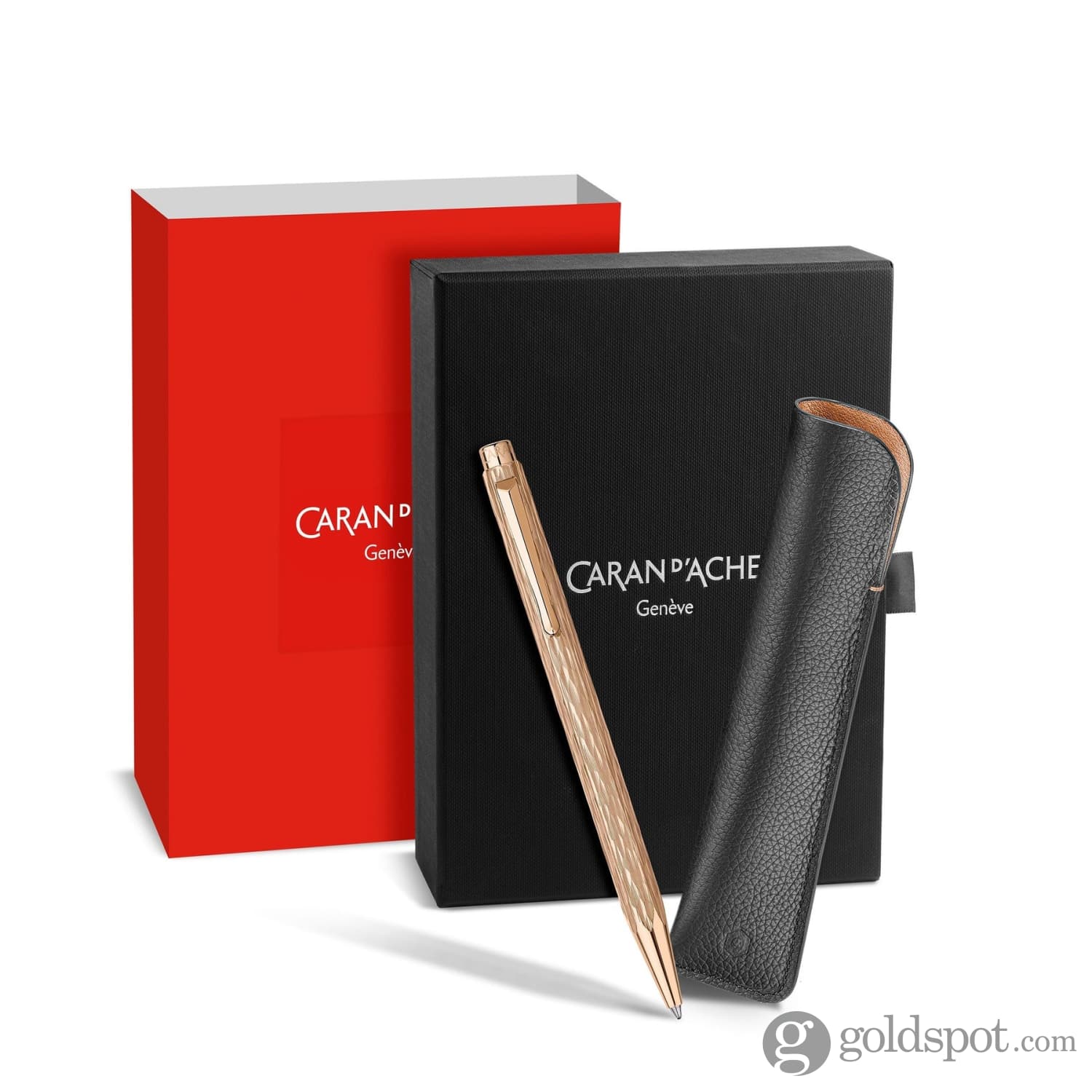 Caran d’Ache Ecridor Venetian Rose Gold Ballpoint Pen with Premium Leather Case Gift Set - Elegant Writing Instrument for Business, Gifting & Luxury Office Use