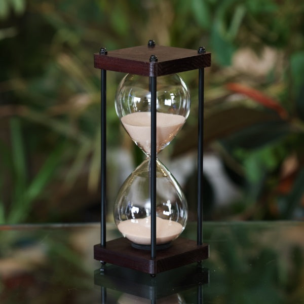 30 Minute Square Wood Hourglass with Black Spindles - Perfect for Classroom, Office, and Home Decor