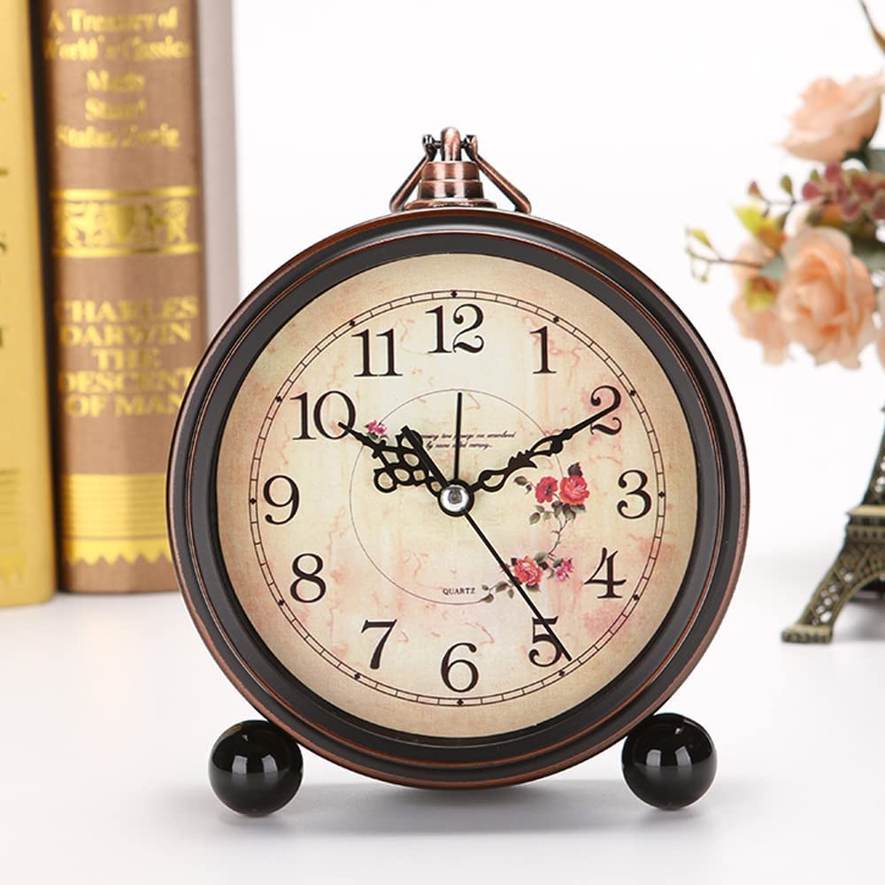 Vintage Silent Non-Ticking Alarm Clock - Retro Bedside, Desk & Mantle Clock with Night Light | Perfect for Bedroom, Office & Living Room Decor | Gift Idea for Home & Office