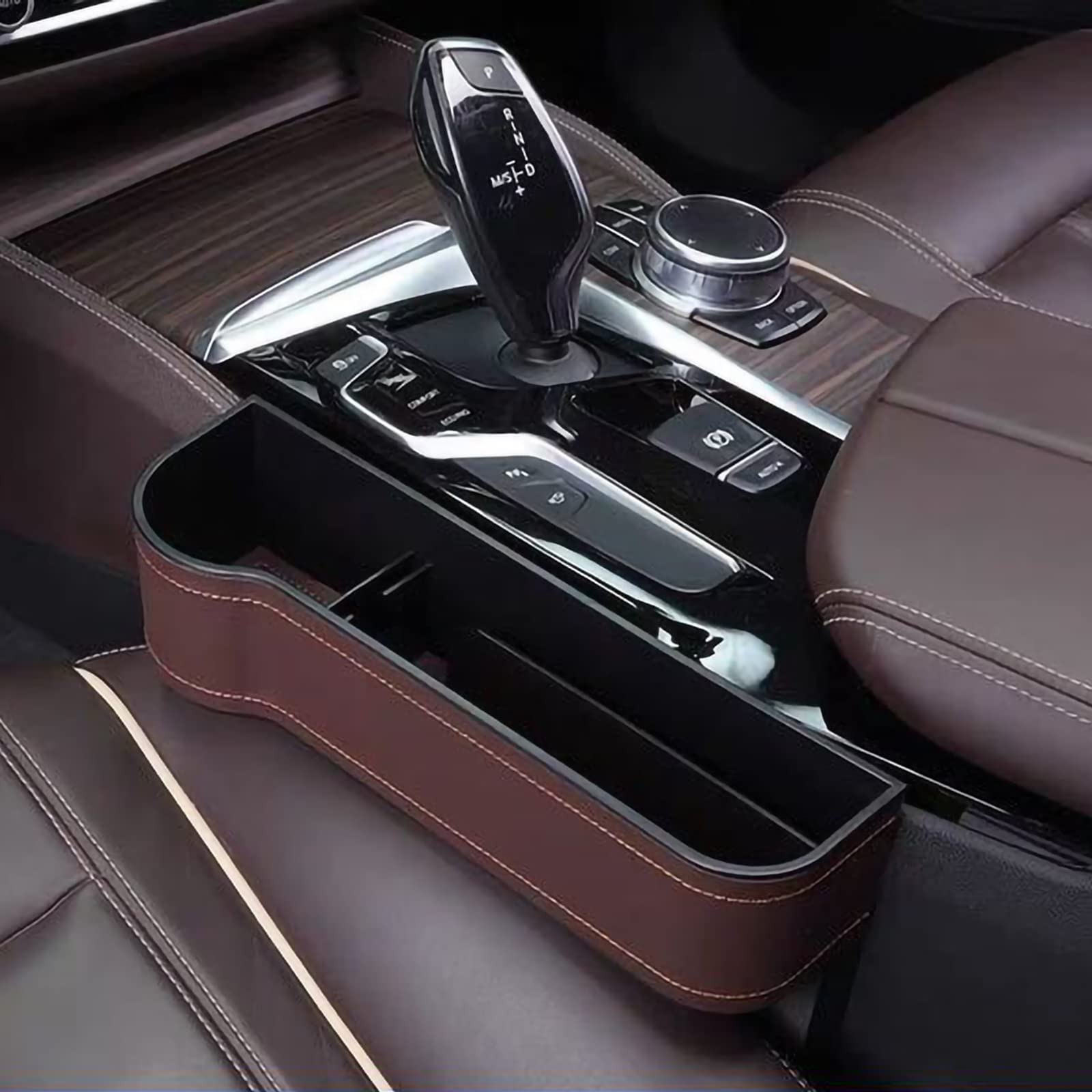 2 Pack Car Seat Gap Filler Organizer - PU Leather Front Seat Storage with Cup Holder & 4 Headrest Hooks for Phone, Keys, Cards | Multifunctional Console Side Organizer | Perfect for Road Trips, Commuting & Keeping Your Car Neat (Black)