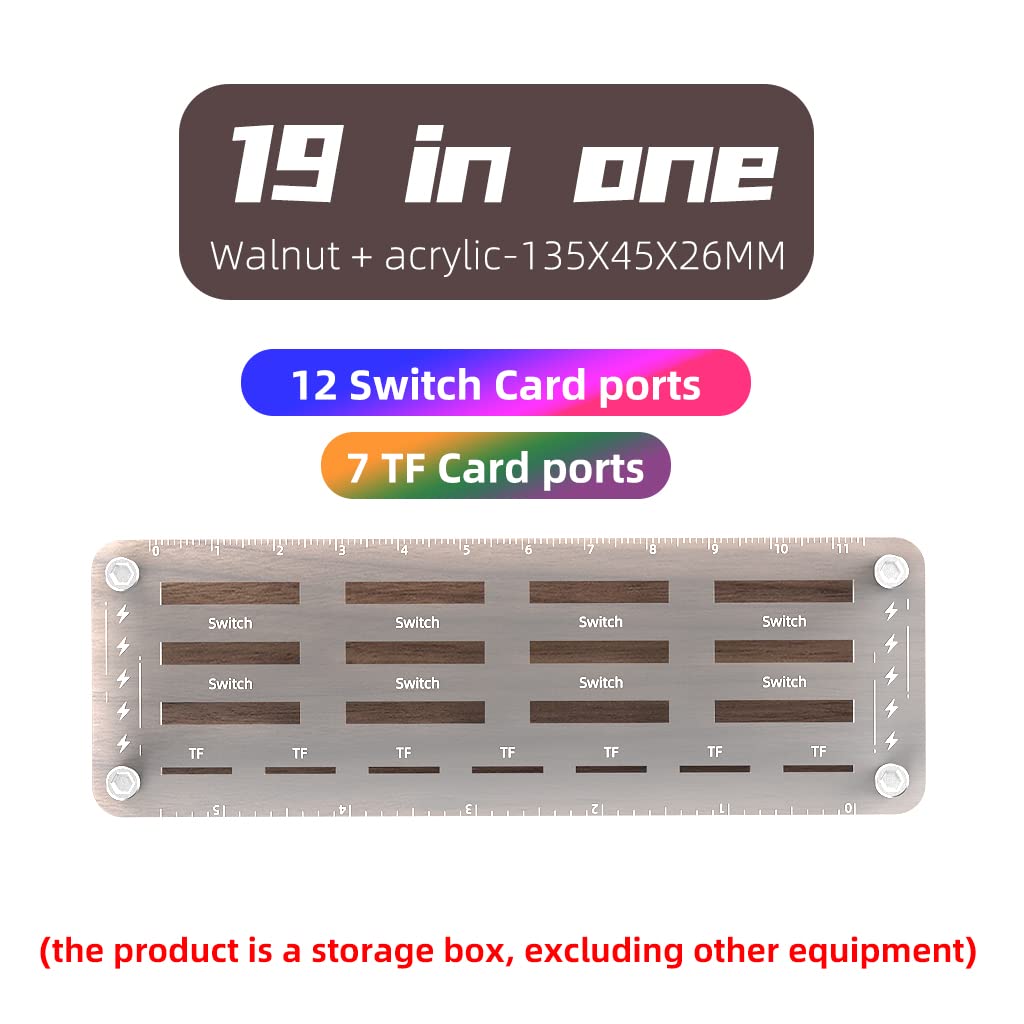 AODUKE 16-Slot Nintendo Switch Game Storage Case - Premium Walnut Wood & Acrylic Switch Game Card Holder for Organizing Switch Games (19*Pure Walnut Wood + Transparent Acrylic) - Perfect for Travel, Home Storage & Gaming Setup