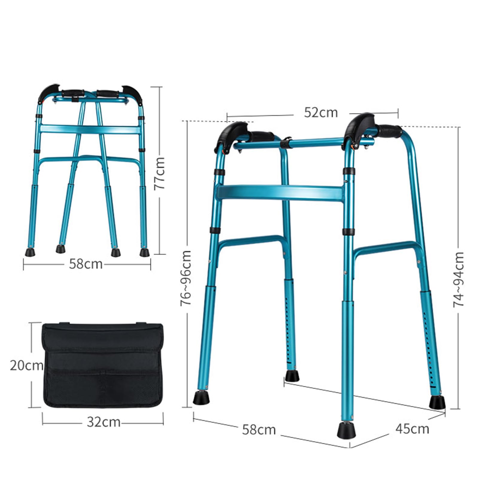 Foldable Aluminum Adult Walker with Stair Climbing Ability - Lightweight Mobility Aid for Seniors & Disabled - Ideal for Indoor/Outdoor Stairs & Daily Walking Assistance