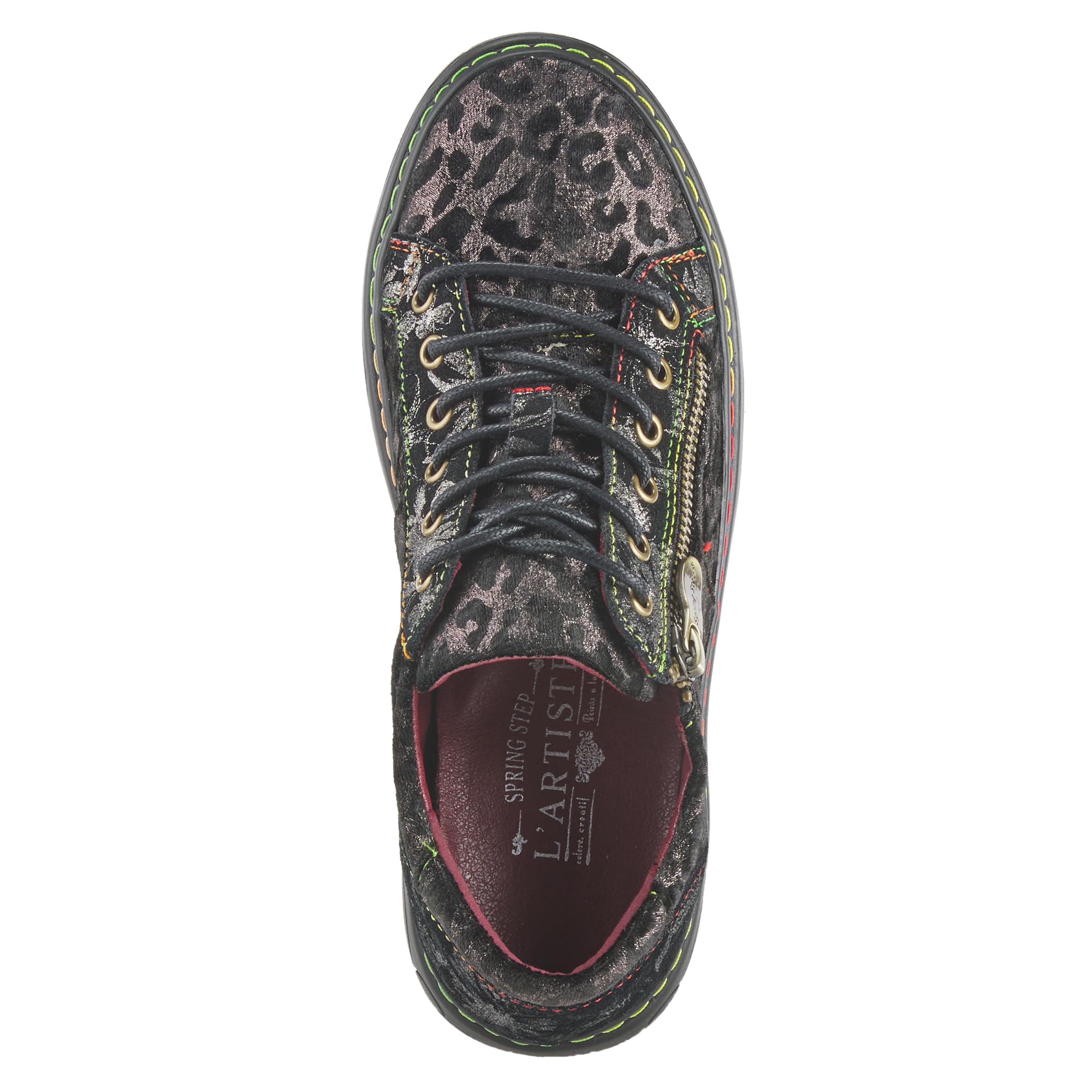 Spring Step L'Artiste Danli-Cheeta Women's Fashion Sneakers - Animal Print Casual Shoes with Zipper & Adjustable Laces | Perfect for Streetwear, Work & Everyday Comfort