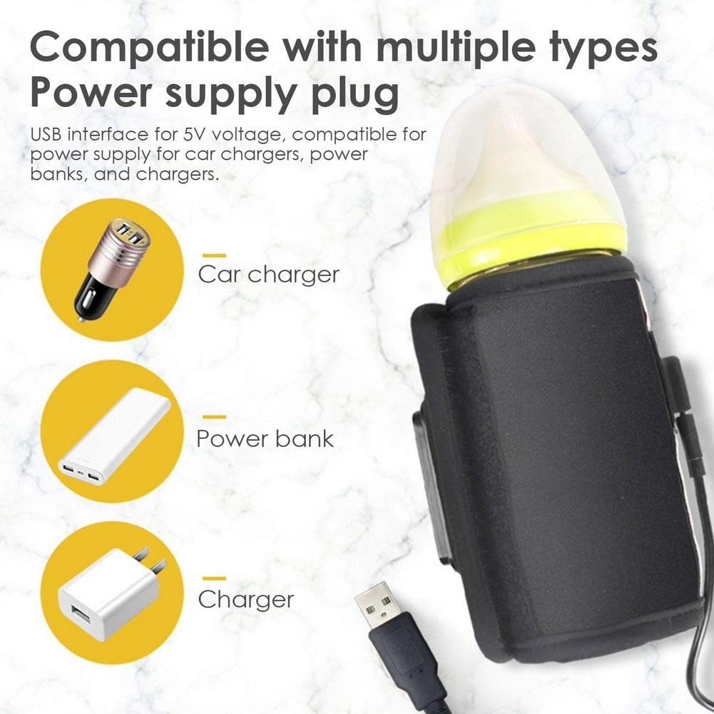 Portable USB Bottle Warmer - Adjustable Temperature Smart Heating Bag for Baby Milk & Formula - Perfect for Travel, Home & On-the-Go Use