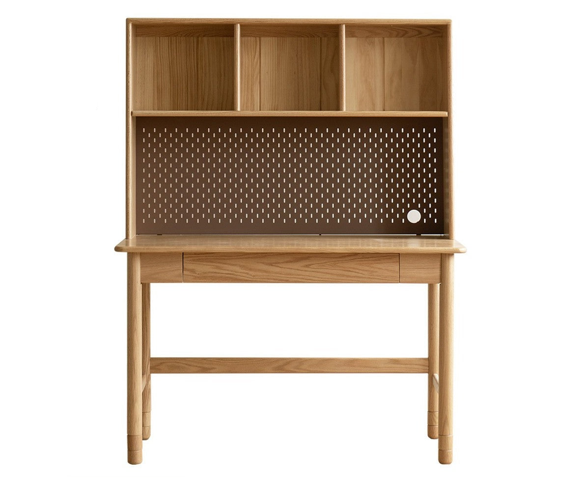 Solid Oak Wood Adjustable Height Kids Study Desk with Bookshelf - Perfect for Homework, Reading & Organizing in Bedroom or Playroom