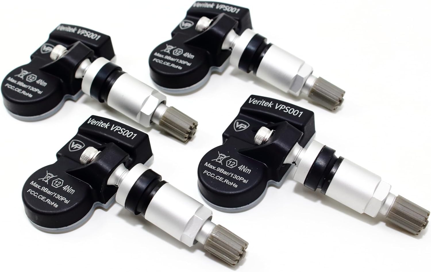 4 Pack MXSA001 433MHz TPMS Tire Pressure Sensors for Chrysler Dodge Jeep - Replaces 68313387AB 68313387AA 68252493AB with Silver Aluminum Valve Stems - Perfect for Off-Roading, Winter Driving & Long-Distance Travel