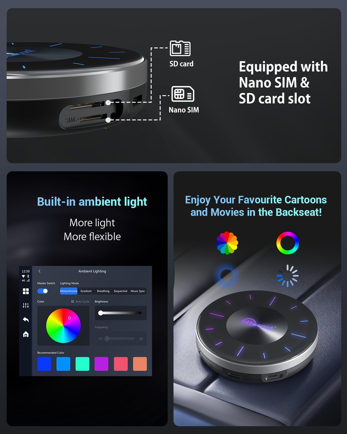 OTTOCAST P3 OttoAiBox - 2024 Android 12 CarPlay AI Box | Wireless CarPlay & Android Auto Adapter | 8GB RAM 128GB Storage | HDMI Output & GPS | Stream YouTube, Netflix, TikTok | Perfect for Road Trips & Commuting