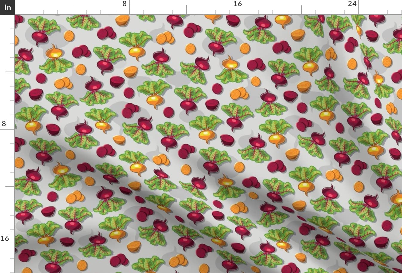 Beets Grey Background Botanical Vegetable Printed Velvet Fabric by The Yard - Upholstery, Home Decor & Apparel Material | Perfect for DIY Curtains, Throw Pillows & Fashion Sewing Projects