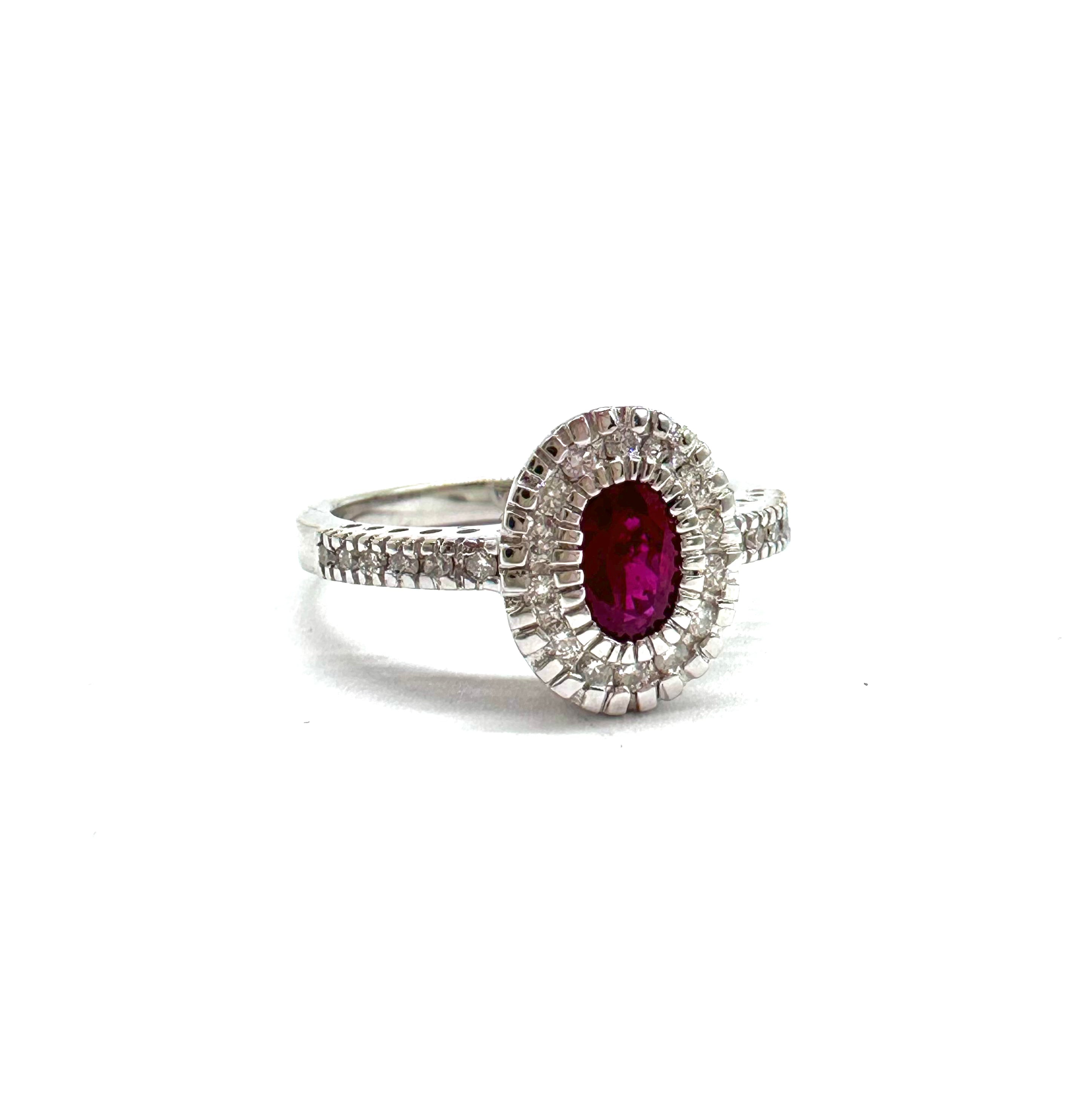 Exquisite 14K Gold Ruby and Diamond Halo Engagement Ring for Women - Perfect for Valentine's Day, Anniversary & Proposal Gifts