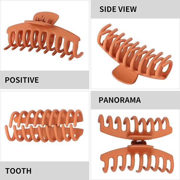 SETTER 6 Pack Large Hair Claw Clips for Women - 4.3 Inch Matte Finish Strong Hold Hair Clips for Thick Hair - 6 Color Variety - Perfect for Ponytails, Buns & Updos