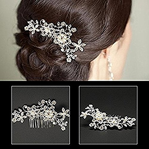 Pearl Flower Hair Comb Clip for Brides & Women - Wedding & Party Accessories