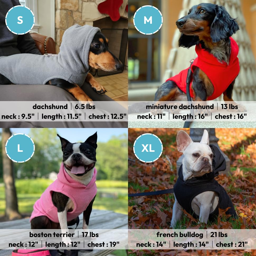 Gooby Fleece Vest Hoodie Dog Sweater - Green, Large - Warm Pullover Dog Hoodie with O-Ring Leash Attachment - Winter Hooded Dog Clothes for Small & Medium Dogs (Boy/Girl) - Perfect for Outdoor Walks, Park Visits & Cold Weather Protection